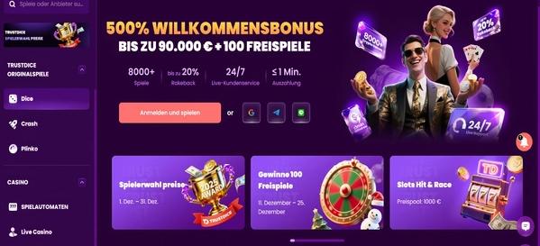 Trustdice Home Desktop